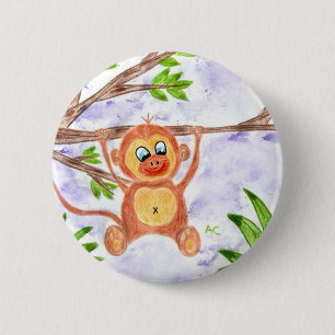Macaron Rond 5 Cm Bouton rond de singe Jungle
