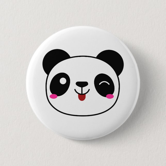 Macaron Rond 5 Cm Bouton rond d'Emoji de panda (Devant)