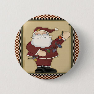 Macaron Rond 5 Cm Bouton rond des ampoules de Noël Santas