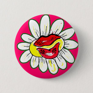 Macaron Rond 5 Cm Bouton rond FLOWER KISS POWER