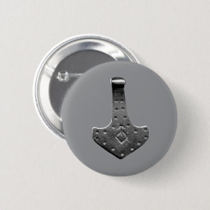Macaron Rond 5 Cm Bouton rond gris Marteau de Thor en acier