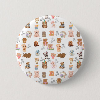 Macaron Rond 5 Cm Bouton rond Motif sans ours à thème d'ours