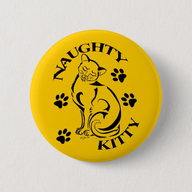Macaron Rond 5 Cm Bouton rond Naughty Kitty (Devant)