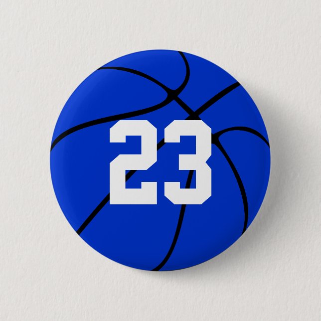 Macaron Rond 5 Cm Bouton rond Numéro de maillot de Basket Bleu (Devant)