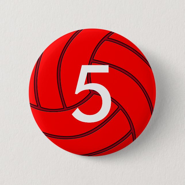Macaron Rond 5 Cm Bouton rond Numéro de maillot de volleyball rouge (Devant)