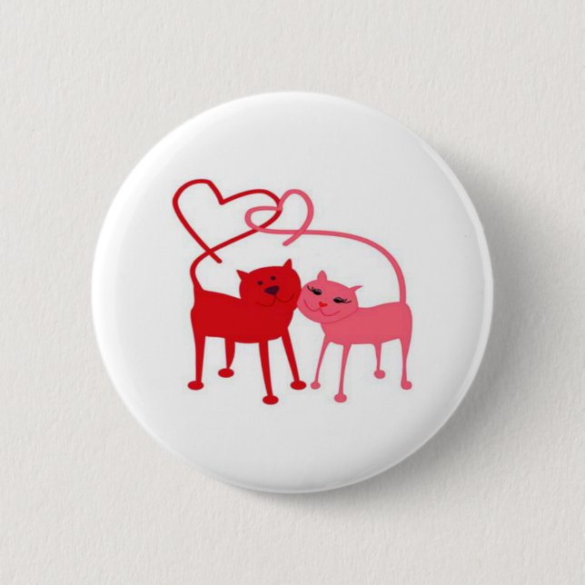 Macaron Rond 5 Cm Bouton rond Valentine Cats (Devant)