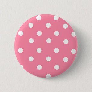 Macaron Rond 5 Cm Bouton rose avec points blancs