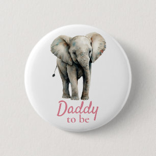 Macaron Rond 5 Cm Bouton rose Baby shower Elephant Daddy