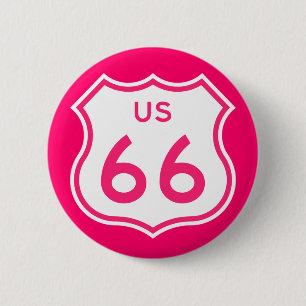 Macaron Rond 5 Cm Bouton rose chaud Route 66