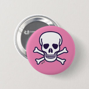 Macaron Rond 5 Cm Bouton rose crâne n os