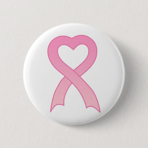Macaron Rond 5 Cm Bouton rose de coeur de ruban