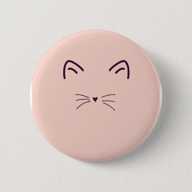Macaron Rond 5 Cm Bouton rose de ~ de chat (Devant)
