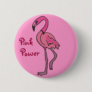 Macaron Rond 5 Cm Bouton rose de Flamant rose de puissance de BB