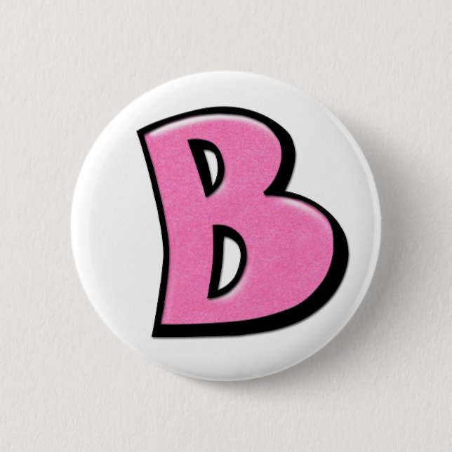 Macaron Rond 5 Cm Bouton rose de la lettre B (Devant)