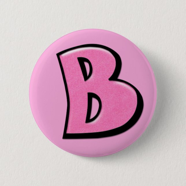 Macaron Rond 5 Cm Bouton rose de la lettre B (Devant)