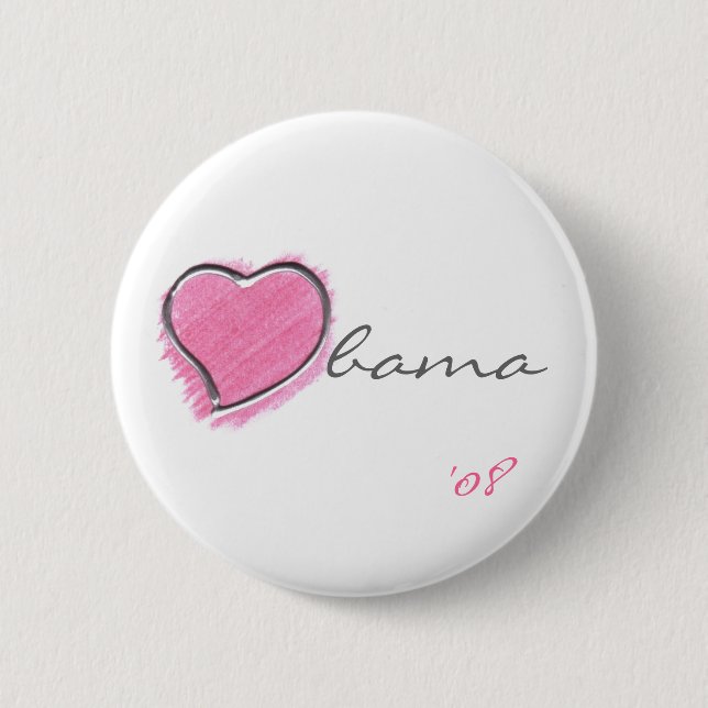 Macaron Rond 5 Cm Bouton rose d'Obama de coeur (Devant)