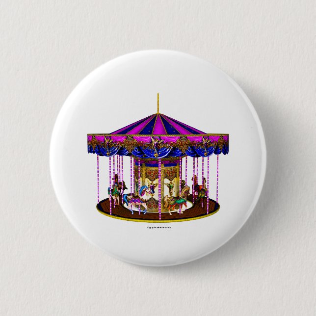 Macaron Rond 5 Cm Bouton rose du carrousel (Devant)