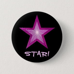 Macaron Rond 5 Cm Bouton rose étoile 'STAR' noir