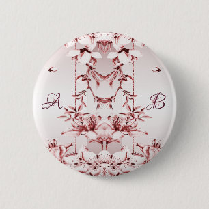 Macaron Rond 5 Cm Bouton rose floral