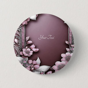 Macaron Rond 5 Cm Bouton rose floral