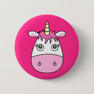 Macaron Rond 5 Cm Bouton rose mignon de Pin d'insigne de licorne