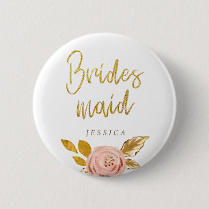 Macaron Rond 5 Cm Bouton rose Parties scintillant Floral