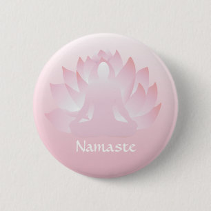 Macaron Rond 5 Cm Bouton rose pose de Namaste Yoga Lotus