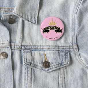 Macaron Rond 5 Cm Bouton rose Queen Prom personnalisé