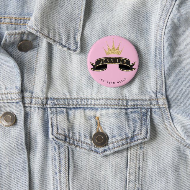 Macaron Rond 5 Cm Bouton rose Queen Prom personnalisé (En situation)