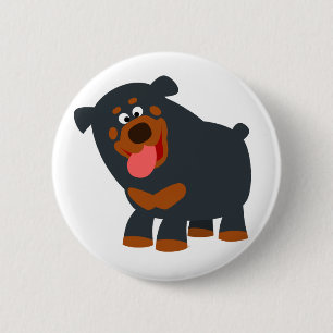 Macaron Rond 5 Cm Bouton Rottweiler du dessin joli