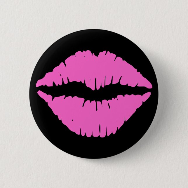 Macaron Rond 5 Cm Bouton rouge à lèvres rose (Devant)