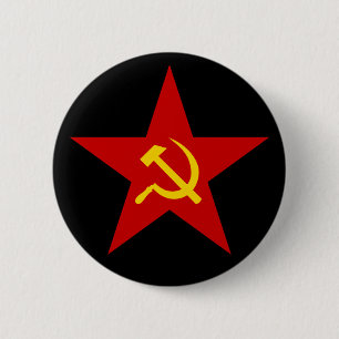 Macaron Rond 5 Cm Bouton rouge communiste d'étoile (marteau et
