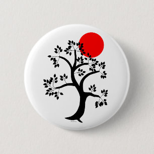 Macaron Rond 5 Cm Bouton rouge d'arbre de Sun
