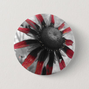 Macaron Rond 5 Cm Bouton rouge de fleur