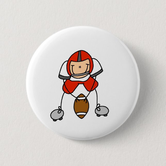 Macaron Rond 5 Cm Bouton rouge de joueur de football (Devant)