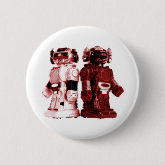 Macaron Rond 5 Cm bouton rouge de robots