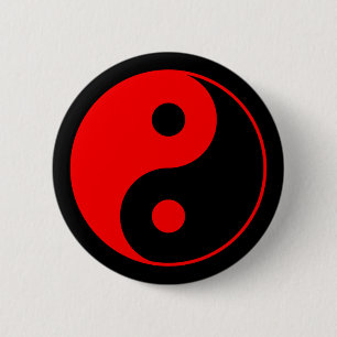 Macaron Rond 5 Cm Bouton rouge de symbole de Yin Yang