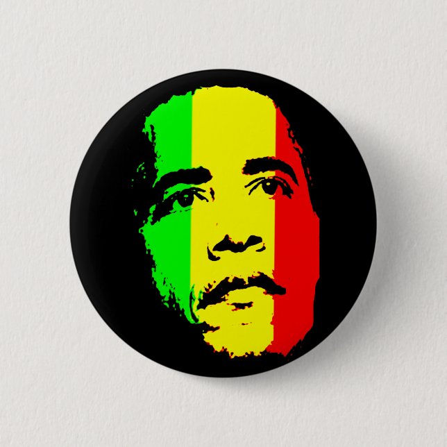 Macaron Rond 5 Cm Bouton rouge d'or vert d'Obama (Devant)