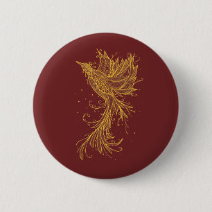 Macaron Rond 5 Cm Bouton rouge en hausse d'or de Phoenix