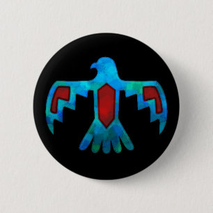 Macaron Rond 5 Cm Bouton rouge et bleu de Thunderbird
