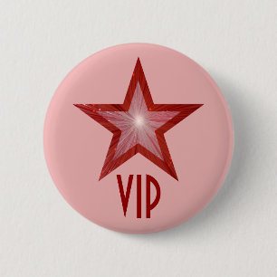 Macaron Rond 5 Cm Bouton rouge étoile 'VIP' rose