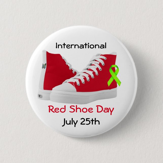 Macaron Rond 5 Cm Bouton rouge international de jour de chaussure (Devant)