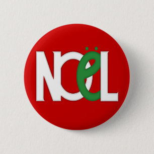 Macaron Rond 5 Cm Bouton rouge NOEL