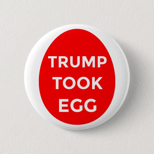 Macaron Rond 5 Cm Bouton rouge Oeuf pris par Trump (Devant)