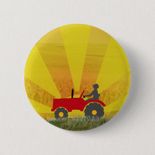 Macaron Rond 5 Cm Bouton rouge ou vert de tracteur