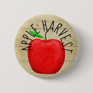 Macaron Rond 5 Cm Bouton rouge Pomme moisson en bois