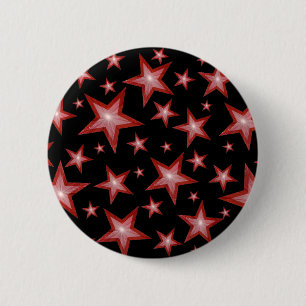 Macaron Rond 5 Cm Bouton Rouge Stars noir