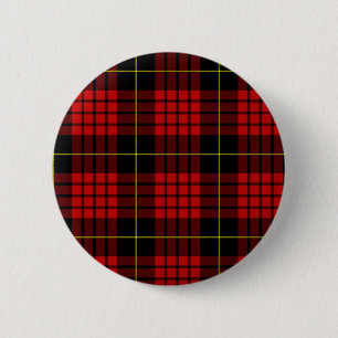 Macaron Rond 5 Cm Bouton rouge Tartan