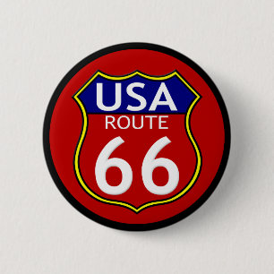 Macaron Rond 5 Cm Bouton Route 66 USA