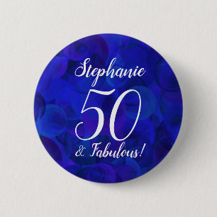 Macaron Rond 5 Cm Bouton Royal Blue 50 et fabuleux fête d'anniversa